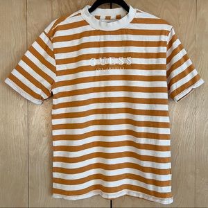 Guess Originals Orange & White Striped Short Sleeve T-Shirt
